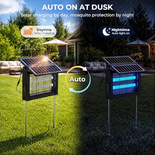 Solar Bug Zapper, 4500V Mosquito Zapper Waterproof for Patio - color: Black