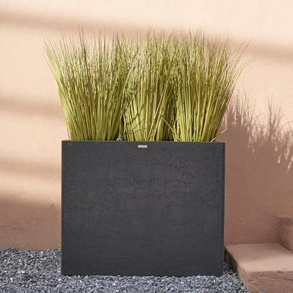 25"Tall Rectangular Outdoor Planter, Heavy‑Duty | Business&Home, Dark Gray - color: Charcoal Gray