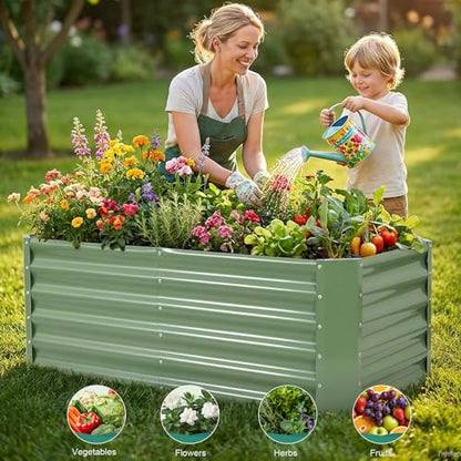 Galvanized Steel Raised Garden Bed, 4x2x1.4ft, 2Pack, Green - color: Olive Green, size: 4×2×1.4 ft (2 Packs)