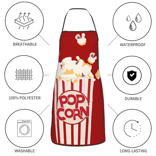 Waterproof Apron with Pockets - color: Red