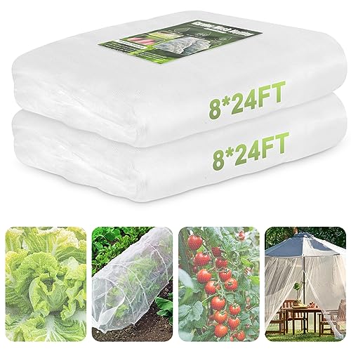 RIFNY Garden Netting for Raised Beds Garden Protection Plant, 2 Pcs 8x24Ft - color: White-2 Pack, size: 8x24 ft