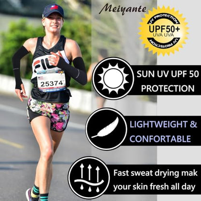 Cooling Arm Sleeves for Men & Women, UPF 50+ UV Protection - color: Black-palm