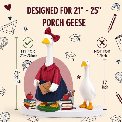 Back to School Porch Goose Outfit Teacher Costume for 23-Inch Goose Statue - color: Back to School Girl