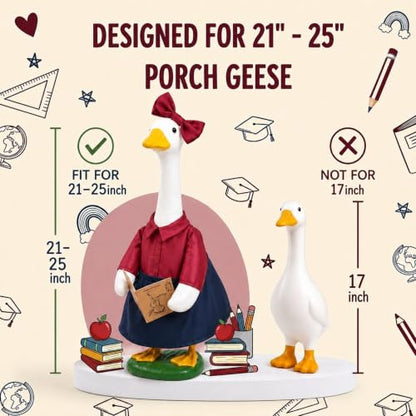 Back to School Porch Goose Outfit Teacher Costume for 23-Inch Goose Statue - color: Back to School Girl