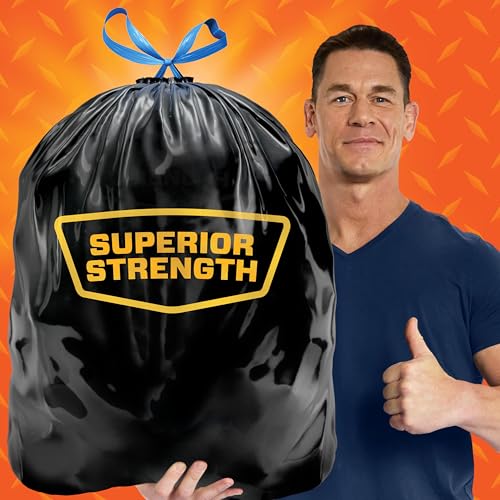 Hefty Strong Lawn and Leaf 39 Gallon Trash Bags, Heavy Duty, Black, 38ct