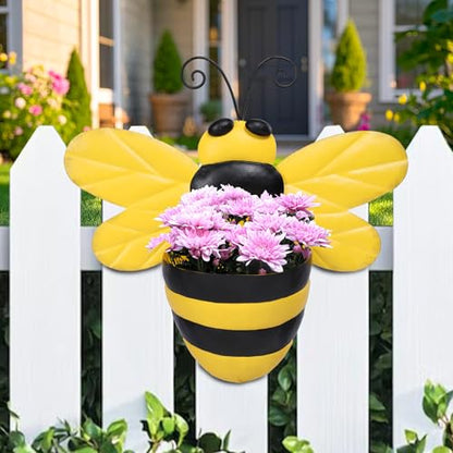 Bee Metal Wall Mounted Succulent Planter Indoor - color: Bee Yellow