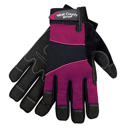 West County Women's Gloves -Work Gloves with Four-Way Spandex Backing - color: Berry, size: Small (Pack of 1)