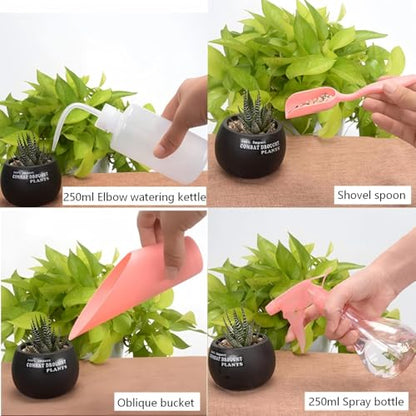 16 Pcs Mini Garden Hand Transplanting Succulent Tools Set, Miniature Planting Tool Kit, Small Gardening Tool for Indoor Succulent Bonsai, Potting, Cactus
