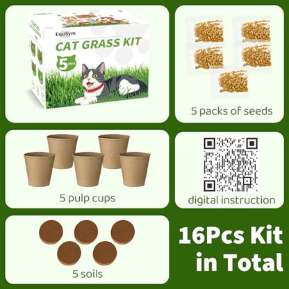 5Pack Cat Grass Seeds Growing Kit for Indoor Cats