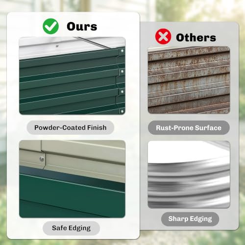 Outsunny 4' x 2' x 1' Galvanized Raised Garden Bed, Green - color: Green