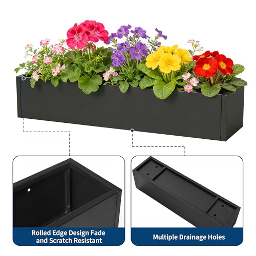 Garvee Metal Planter Box 2 Pack, 36" Window Planter Hanging Flower Pot