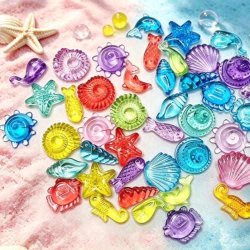 450 PCS Seashells Ocean Sensory Bin Filler, Mini Resin Animal Figures - style: Tiny Seashells(450 Pieces)