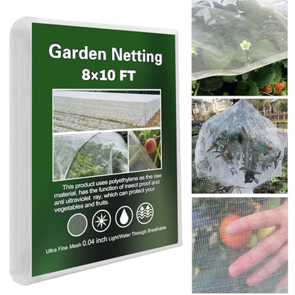 Garden Netting Ultra Fine 8x10ft, Insect Net Bug Mesh for Garden Plants - size: 8'x10'