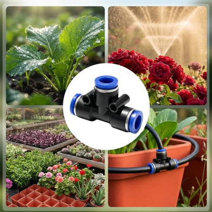 30 Pack 1/4" Drip Irrigation Tee Connectors with 10 End Caps, Quick Connect - size: 30PCS 1/4" Tee