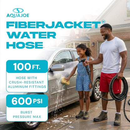 Aqua Joe AJFJ100-58-XT1 New and Improved - Aqua Joe 100-Ft x 5/8-Inch FiberJacket Garden Hose - size: 100-foot