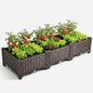 3 Planter Boxes Rectangular Raised Garden Bed Kit Indoor Outdoor Plastic Planter Grow Box for Fresh Vegetables, Herbs, Flowers & Succulents, Brown, 46.4'' X 15.7'' X 8.46''