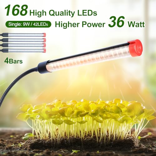 4‑Head Full Spectrum Standing Grow Light for Tall Indoor Plants - size: Stand-4Head-36W