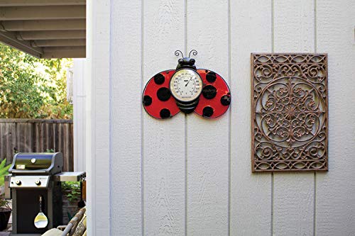 Poolmaster 54578 Ladybug Wall Décor and Thermometer for Home or Garden, Red - style: Ladybug