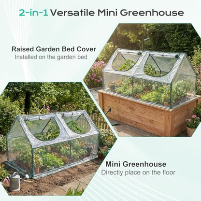 BPS 4x2x2 FT Mini Greenhouse with Roll-Up Zipper Windows, Transparent PVC - color: Transparent, size: 4x2x2 FT
