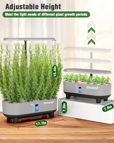 Growell Hydroponics Growing System Kit, 16 Pods Indoor Garden with 28W Full Spectrum LED Grow Light, Auto Timer, 3 Smart Light Modes, 8L Large Herb Garden, Ideal Gardening Gift for Women, Men (Gray) - color: Gray