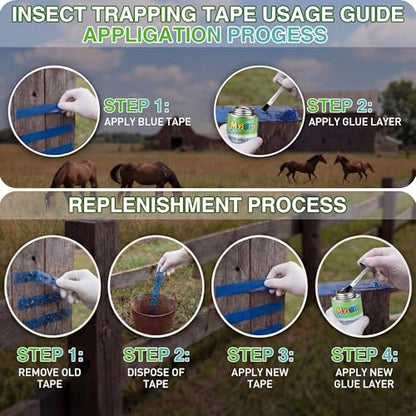 3 Pack Sticky Coating Insect Trap with Brush and 3 Pcs Blue Tapes