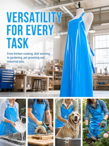 Molaxhome TPU Waterproof Apron Oil-resistant Chef Apron for Unisex Kitchen - color: Blue