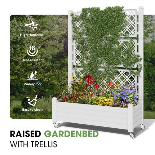 Fancyango Raised Garden Bed with Wheels 61.2" H -Medium Ashen - color: Medium Ashen, size: 61.2"H