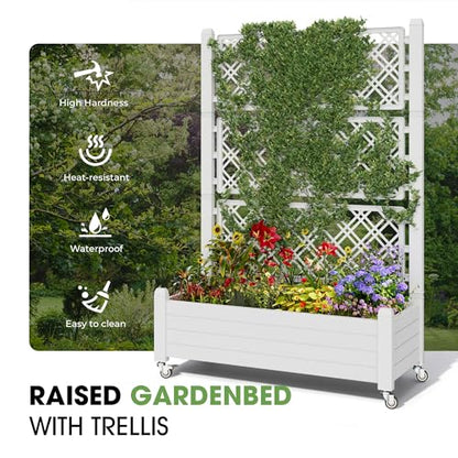 Fancyango Raised Garden Bed with Wheels 61.2" H -Medium Ashen - color: Medium Ashen, size: 61.2"H