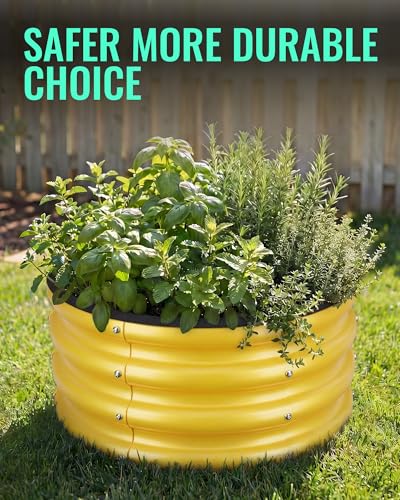 ZXZYHFTY Round Raised Garden Bed Set, 2 Pack, 2 x 2 x 1 Ft, Yellow - color: Yellow