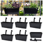6 Pack 12" Outdoor Metal Balcony Fence Railing Planters, Rectangular Black - color: Rectangular-black