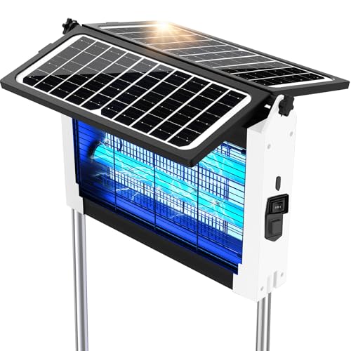 Solar Bug Zapper, 4500V Mosquito Zapper Waterproof for Patio - color: White