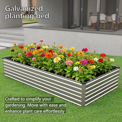 MGNO 8x4x1.5FT Galvanized Raised Garden Bed-Outdoor Planter Box for Vegetables-Metal Garden Bed,RRectangle Planting Box for Herb,Flower - size: 8x4x1.5FT, style: Sliver