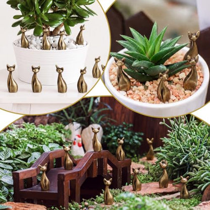 Civaner 50 Pcs Mini Brass Medieval Cat, Small Long-Necked Cat, Mini Animal - style: Cat
