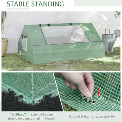Outsunny 71" x 55" x 32" Mini Greenhouse Outdoor with Zipper Windows Green