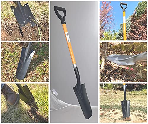 Ashman Drain Spade Teeth Shovel (2 Pack) - 48 Inches Long Handle Spade with D Handle Grip - Durable Handle with a Thick Metal Blade - Multipurpose Premium Quality Orange - size: 2 Pack, style: Drain Spade Teeth