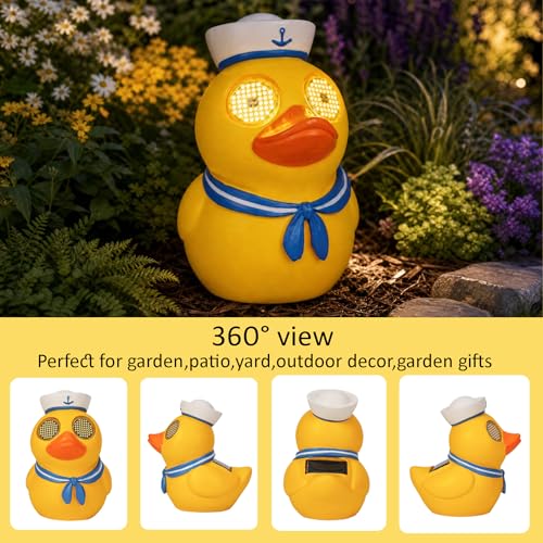 Solar Garden Duck Statue,Animated Moving LED Eyes Outdoor Decor - style: Coastal