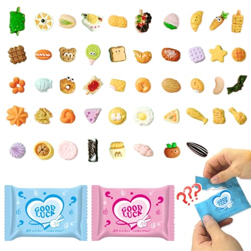 50 Pack Mini Food Blind Bags for Kids - Small Dollhouse Accessories & Party Favors Set with Tiny Resin Food Toys, Perfect for Pretend Cooking Games, Miniature Kitchen Play & Collecting - color: Food-2