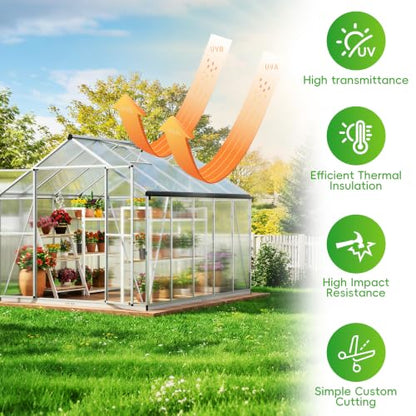 RITOLLO 6 Pack 4'FT x 2'FT x 0.24" in Polycarbonate Sheet for Greenhouse - size: 4'FT x 2'FT x 0.24" in