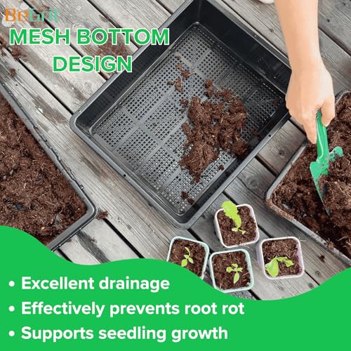 BeGrit Seed Starter Trays Mesh Tray 10-Pack 15x12 inch Plastic Plant Trays Garden Seedling Starter Kit Succulent Transport Pots Bonsai Training Pots - size: 15x12in 10-Pack