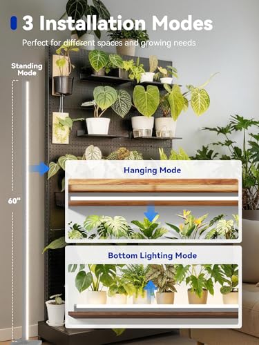 GLOWRIUM Vertical Grow Light for Indoor Plants, 60in LED Standing Lamp - size: 60 IN(Silver)