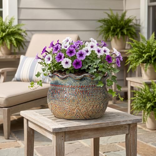 Ceramic Planter, 12 Inch Pots for Plants, Yellowish Brown - color: Yellowish Brown, size: 12 Inch