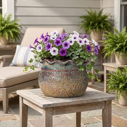 Ceramic Planter, 12 Inch Pots for Plants, Yellowish Brown - color: Yellowish Brown, size: 12 Inch