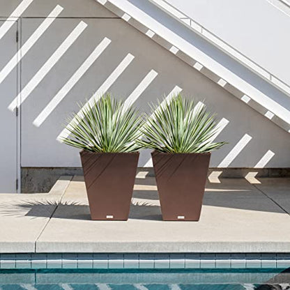 Veradek Pure Series Nobleton Planter - Tapered Square Outdoor Planter - color: Espresso, size: 22 inch - 2 Pack