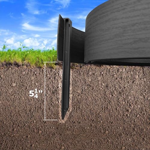 10FT Black Landscape Edging Coil Kit 4 Inch High with 5pcs 10-inch Spikes - style: 10FT Black