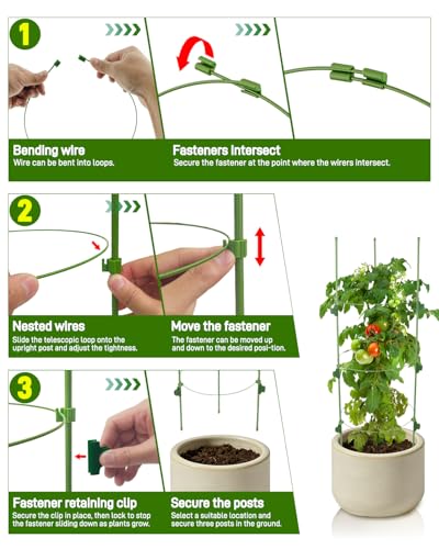 8 Pack 36 Inch Tomato Cages for Pots and Containers - size: 8 Pack