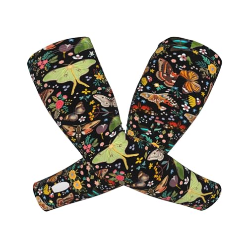 Bulldog Cooling Arm Sleeves Sunscreen Arm Cover With Thumb Hole - color: Magic Butterflies