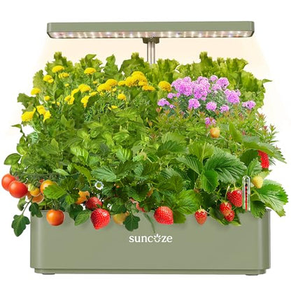 SUNCOZE Hydroponics Growing System, Compact 12 Pods Indoor Garden, Green - color: Green