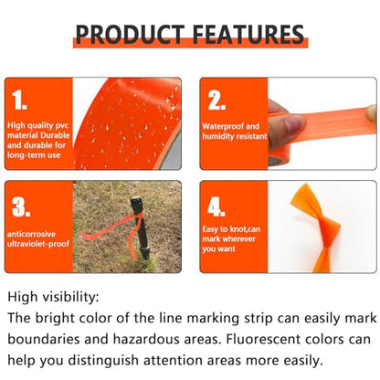 6 Pack Orange Flagging Tape, Non-Adhesive Plastic Ribbon Neon Marking Roll - color: Orange