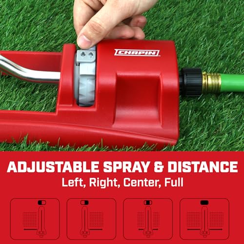 Chapin 4990 Oscillating Lawn Sprinkler with 17 Brass Nozzles, Red