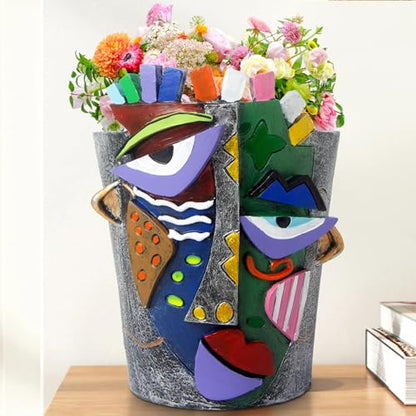 Mrlikale Abstract Face Planter Pots, Unique Head Planter with Drainage Hole - color: Abstract Face 1, size: Large